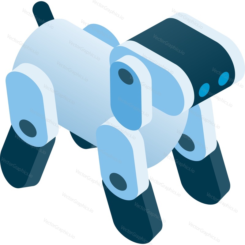 Cute robot dog icon. Artificial technology vector. Smart animal cyborg design isolated on white background