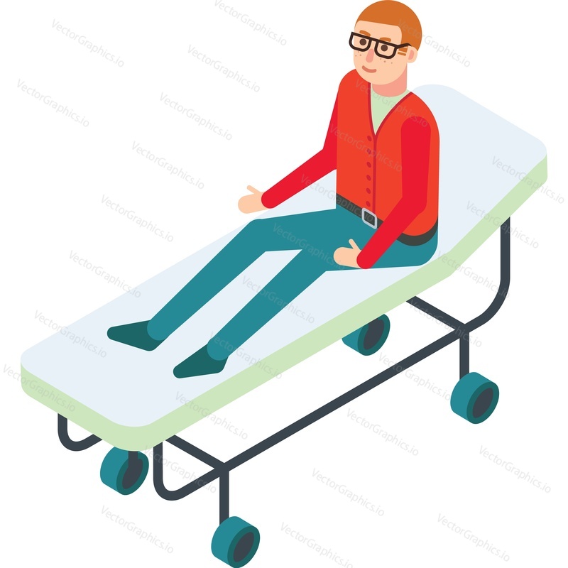 Patient on stretcher emergency bed icon vector. Accident person isolated on white background