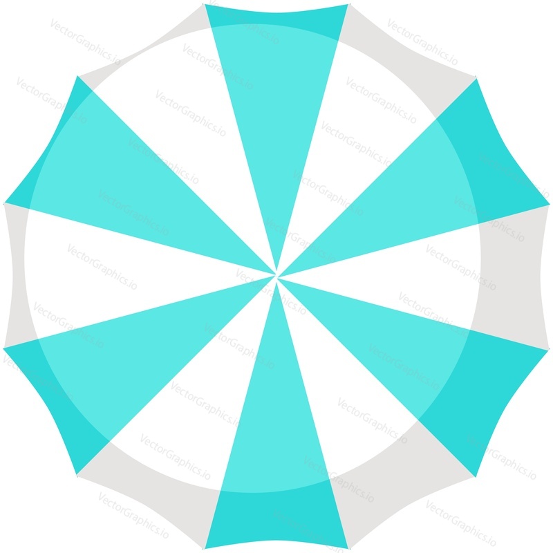 Beach umbrella vector. Summer sun parasol for sunshade icon. Isolated top view illustration. Outdoor striped resort, pool, patio accessory on white background