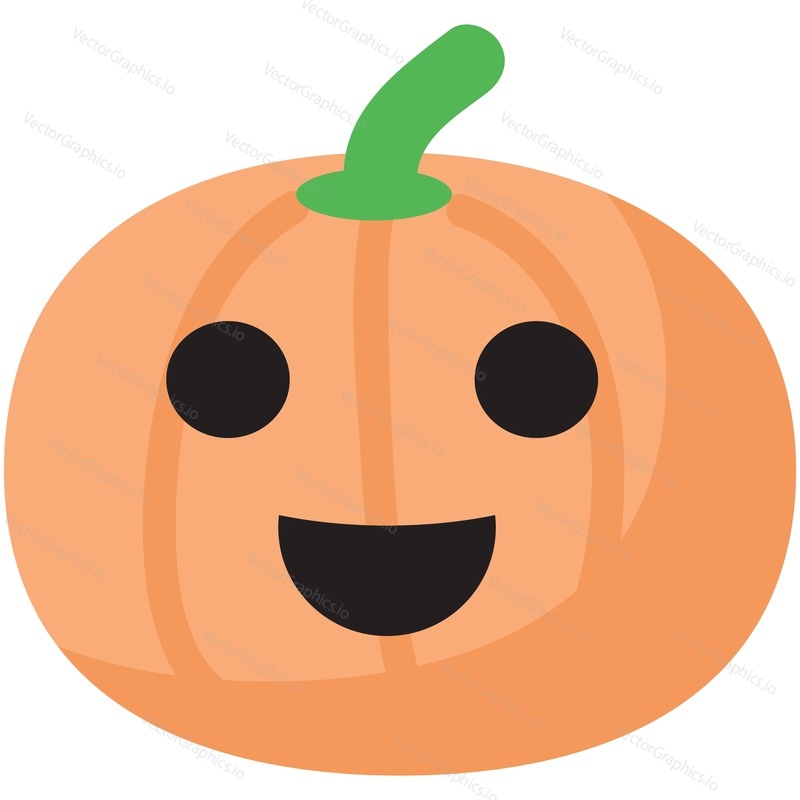 Pumpkin halloween vector. Cute icon face with happy smile illustration. Carving orange jack o lantern for october party celebration. Squash with creepy design isolated on white background
