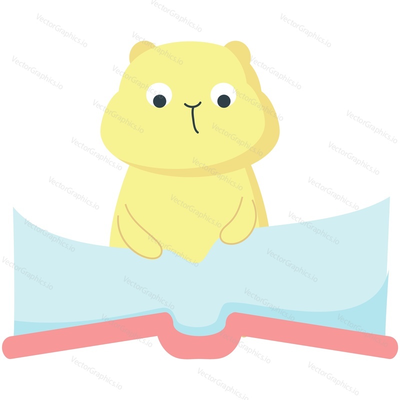Hamster vector. Cute rodent animal character cartoon learning, studying icon illustration isolated on white background