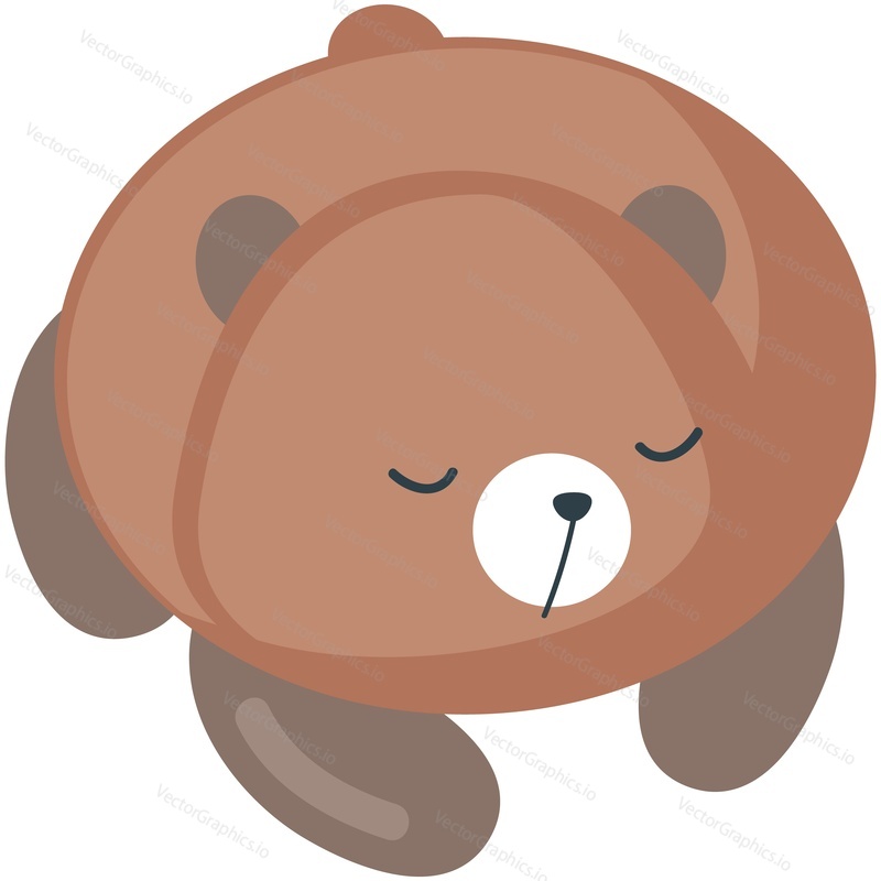 Bear sleep vector. Teddy sleeping cartoon icon. Isolated lazy grisly animal asleep illustration on white background
