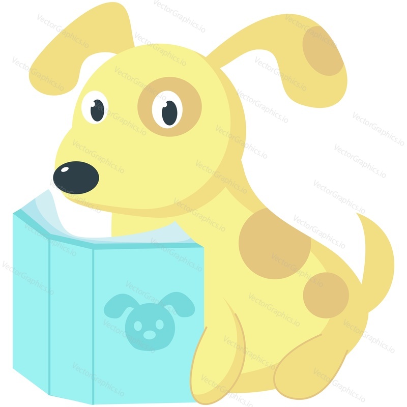 Cute little dog reading storybook vector. Funny reader animal character icon. Mascot illustration isolated on white background