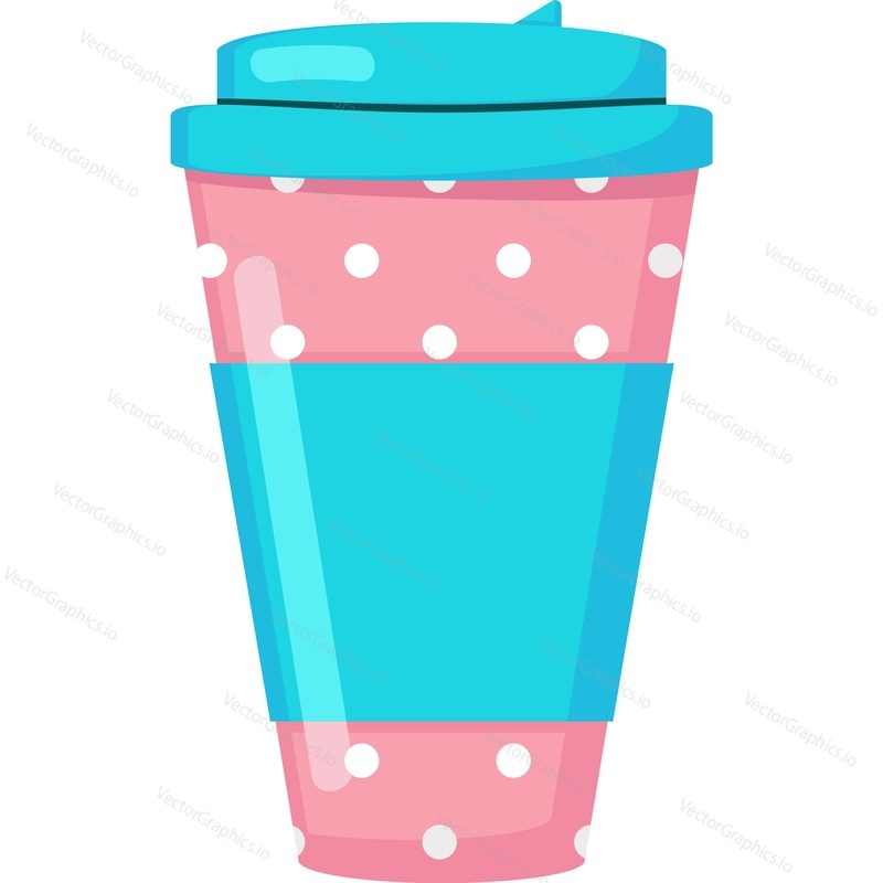 Disposable paper glass vector. Reusable cardboard drink cup with lid icon isolated on white background