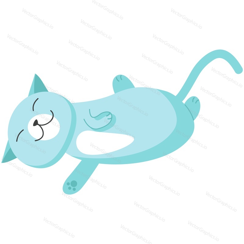 Kawai cat sleeping vector. Kitten napping icon. Cartoon lazy pet animal fall asleep, rest and relax isolated on white background