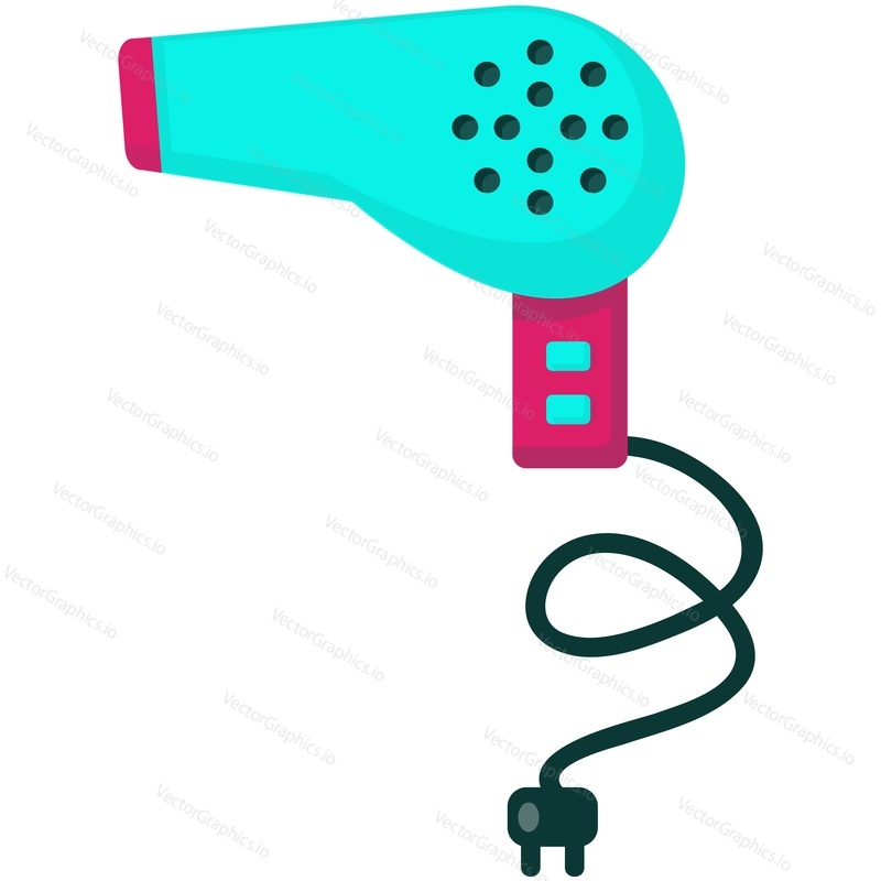 Hair dryer vector. Cartoon hairdryer icon. Alectric air blower for hairstyle isolated. Hairdresser stylist, barber or groomer salon appliance on white background