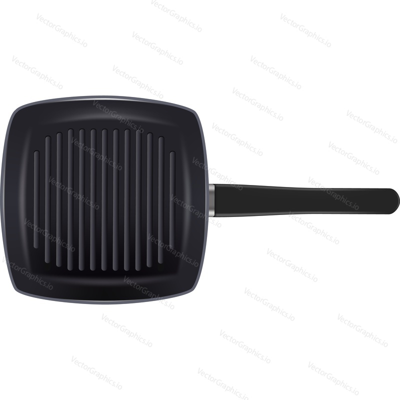 Grill pan top view icon vector. Square saucepan for barbecue meat, sausage cooking isolated on white background