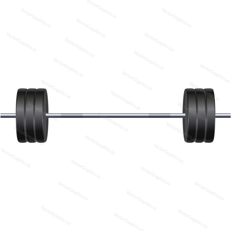 Gym barbell vector icon. Sport lifting equipment for bodybuilding isolated on white background
