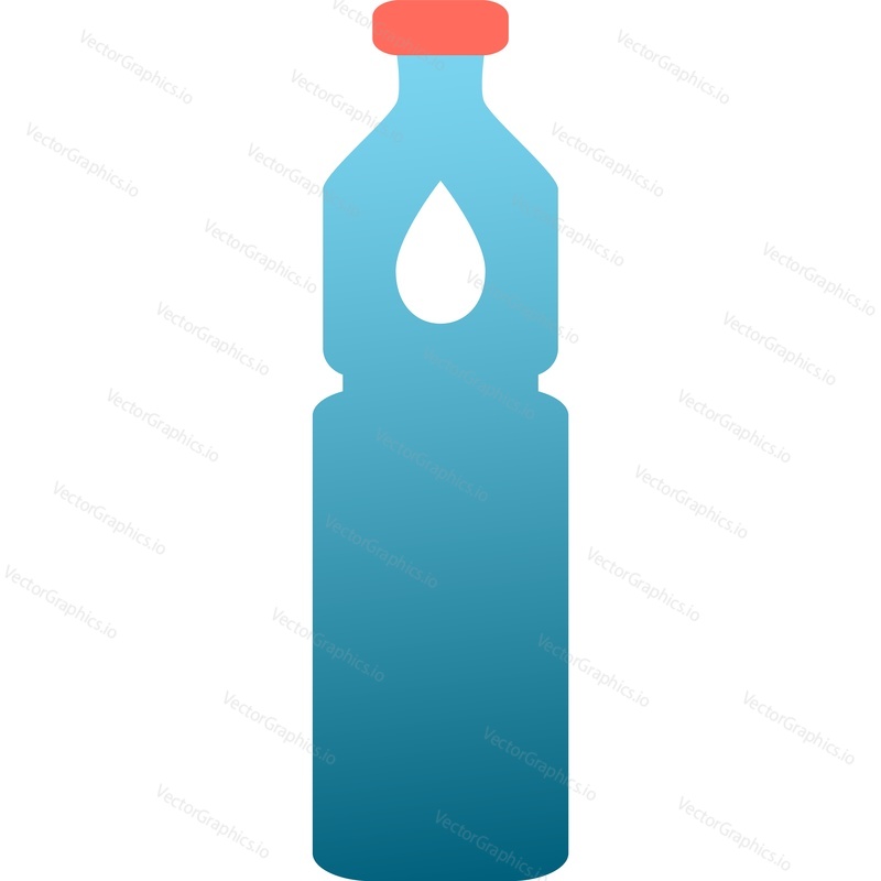 Water bottle vector. Mineral aqua drink plastic pack icon. Healthy beverage, pure liquid packaging isolated on white background