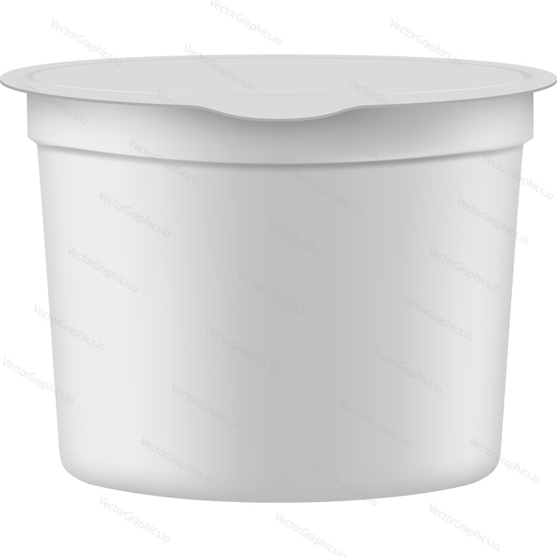 Vector yogurt cup box dessert packaging mockup icon. Blank container template isolated on white background