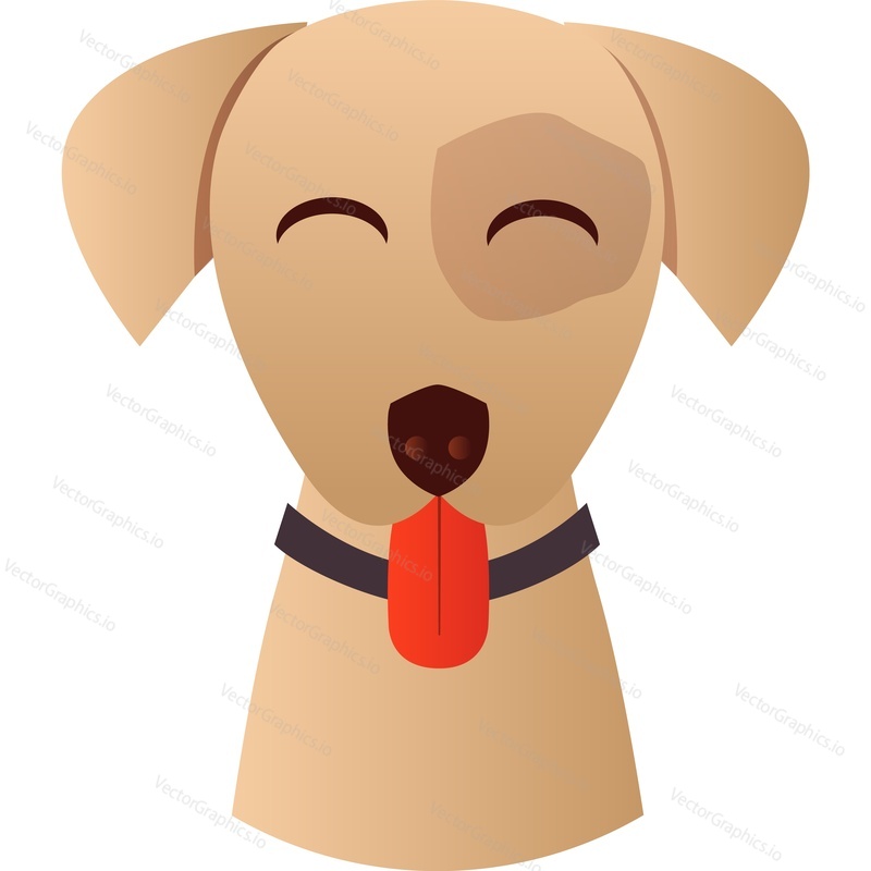 Puppy happy muzzle vector. Domestic pet icon. Dog head with cute face portrait isolated on white background