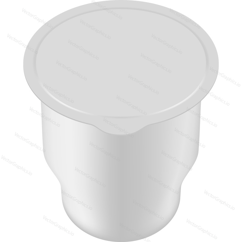 Cup mockup design. Yogurt box realistic vector icon. Closed plastic container isolated on white background. Branding and advertising