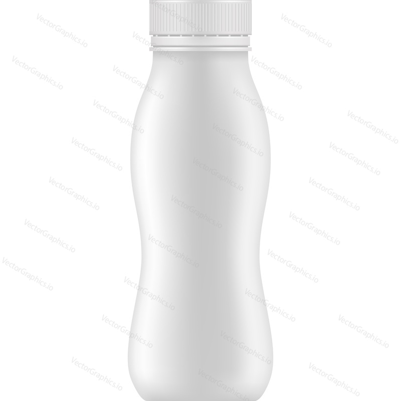 Realistický jogurt láhev mockup vektorové 3D ikona. Prázdný balíček baňky šablony izolovaných na bílém pozadí. Branding a balení realistický design